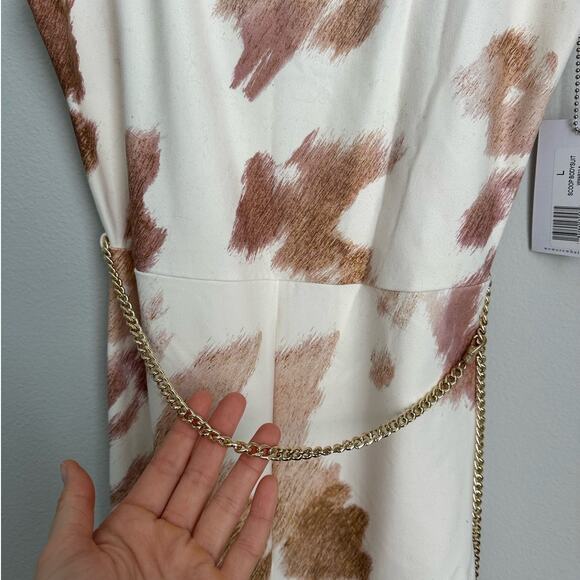 NWT We Wore What Cowhide Scoop Neck Romper Chain Women's Large - Picture 5 of 9